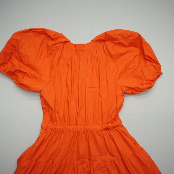 Ulla Johnson Olina Tiered Puff Sleeve Midi Poplin Dress Size 6 - Picture 8 of 12